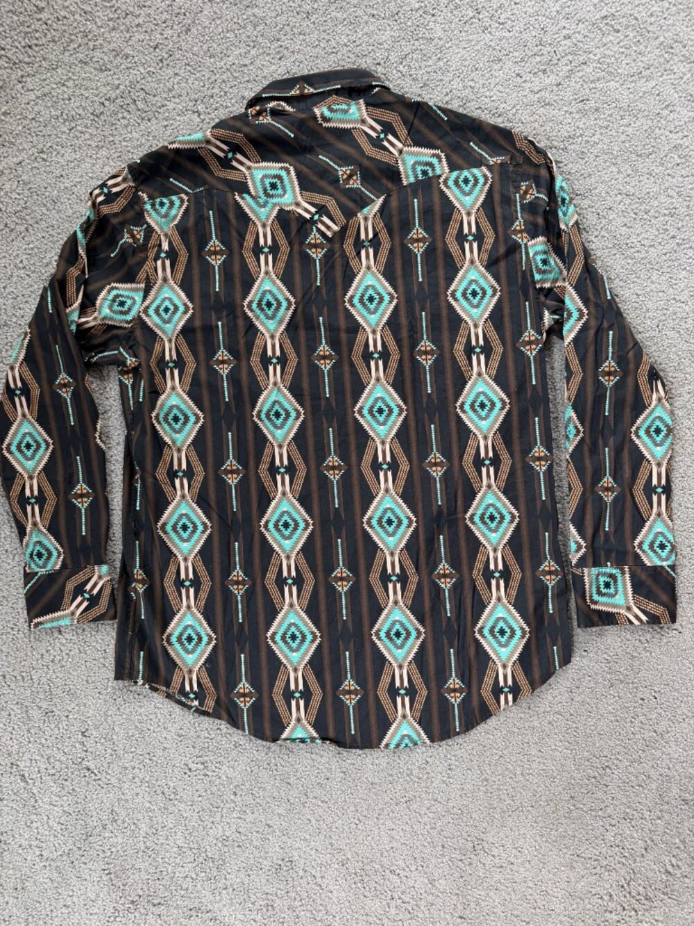 Rock & Roll Denim Aztec Western Pearl Snap Shirt XL Modern Fit Southwest Black - Picture 11 of 14
